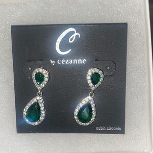 Cezanne Emerald Green and Silver Teardrop Earrings